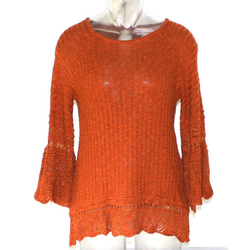 Lauren Conrad Pointelle Bell Sleeve Top Sz Small